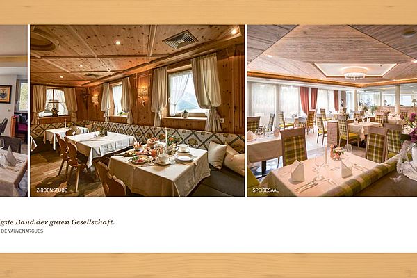 Hotel Prospekt Seite 3 – Restaurant mit Seeblick, Zirbenstube und Speisesaal